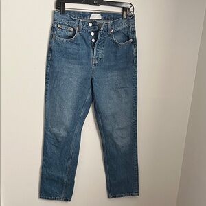 Topshop Editor Woman’s Blue Denim Jeans with Button Fly